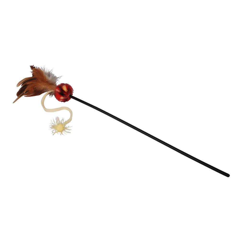 Jouet pour chat canne plumes et pompon L 44 cm - ANKA - Image 2