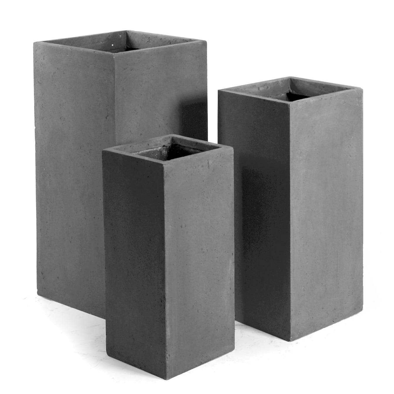 Pot carré haut gris - L.23 x l.23 x H.50 cm - Imagen 2