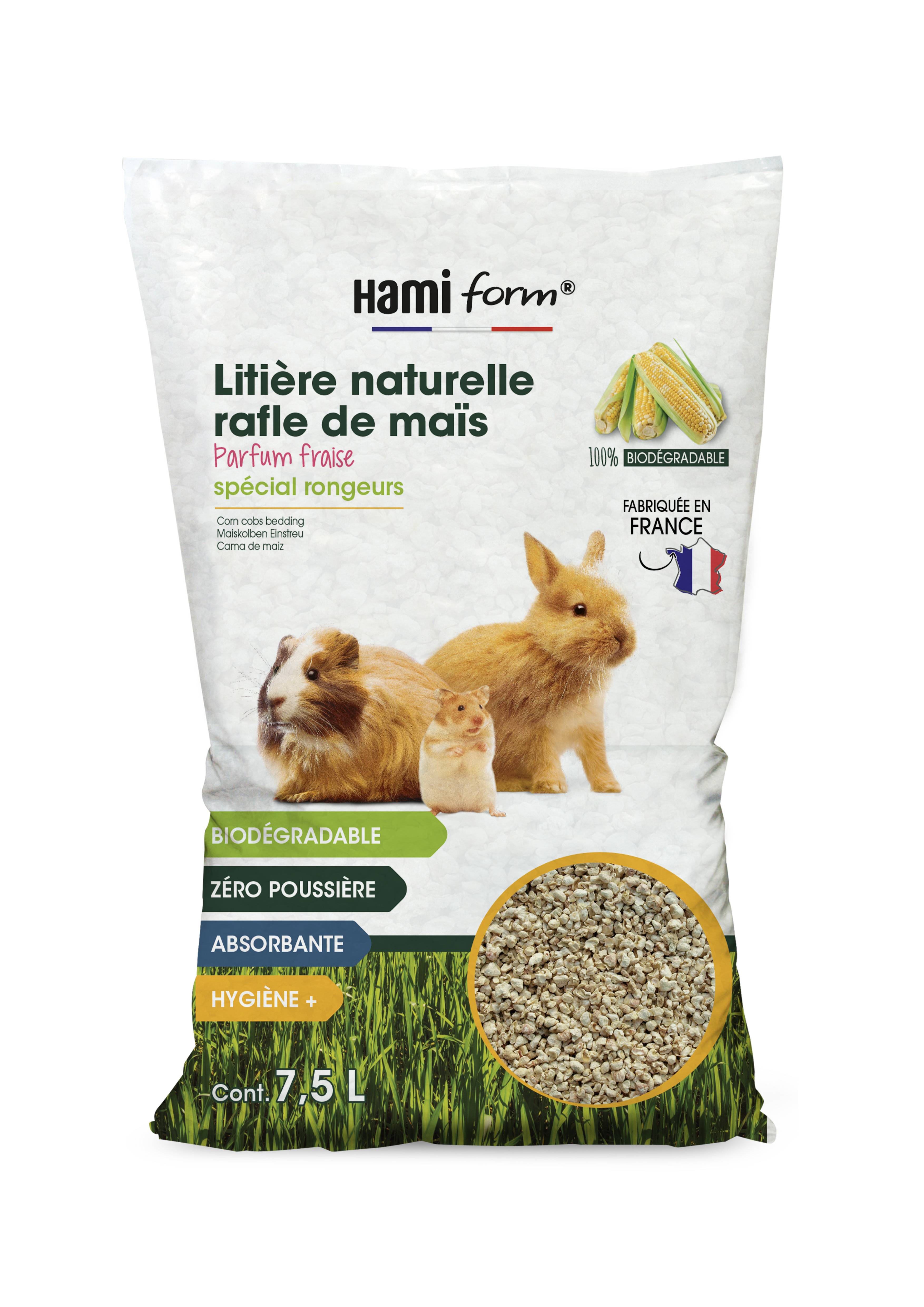 Hamiform - Litière naturelle pour rongeurs rafle maïs Fraise 7,5 L - Hami Form