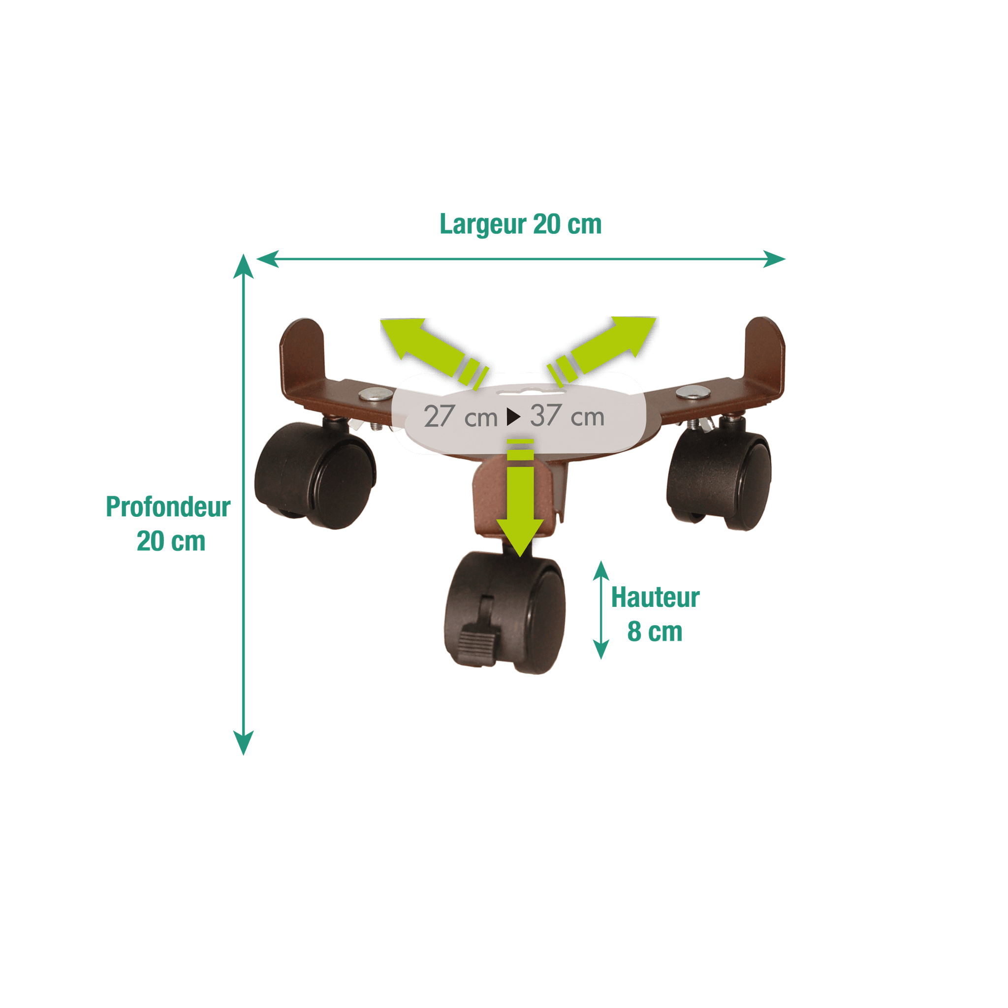 Louis Moulin - Roule plante extensible 3 roulettes fer vieilli - Image 3