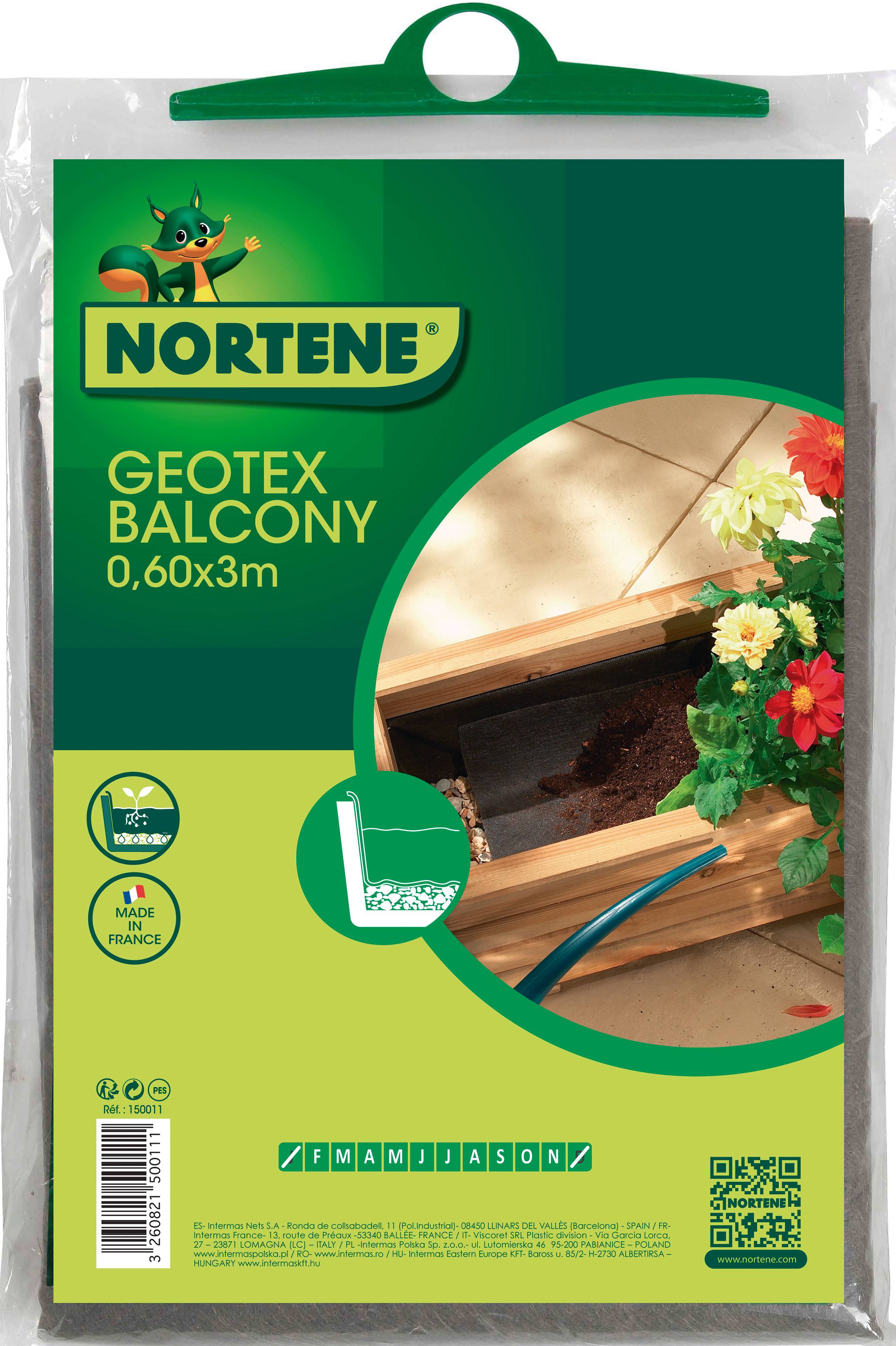 Nortène - Feutre de drainage Geotex Balcony Polyester Gris 0,60x3m - NORTENE
