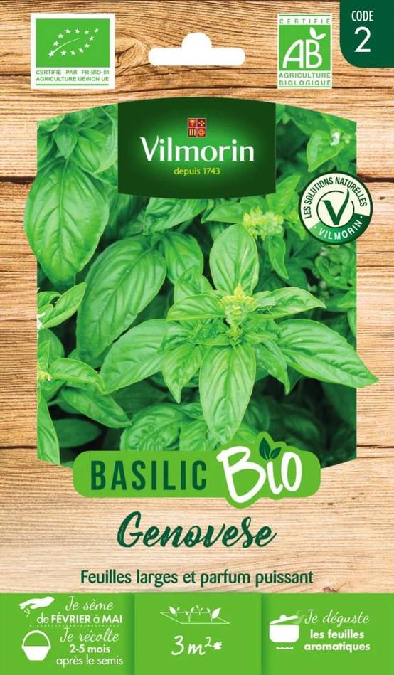 Vilmorin - Basilic Genovese Bio série 2 sachet graines 1 g - Vilmorin - Image 1