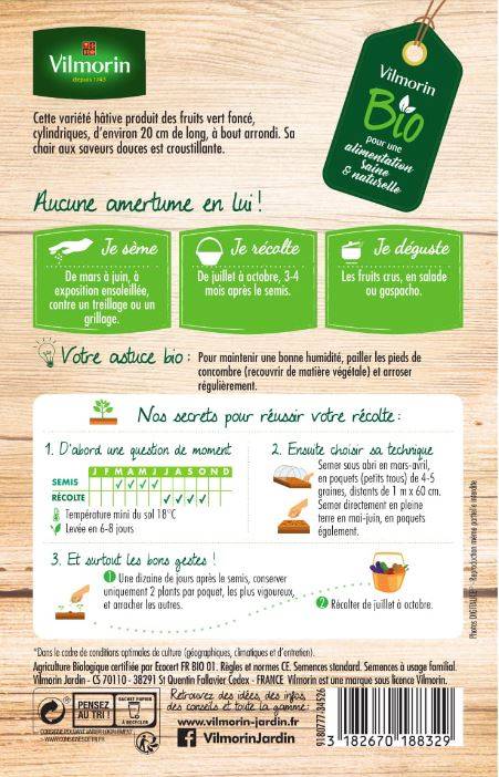 Vilmorin - Concombre marketmore 76 Bio série 2 sachet graines 1 g - Vilmorin - Image 3