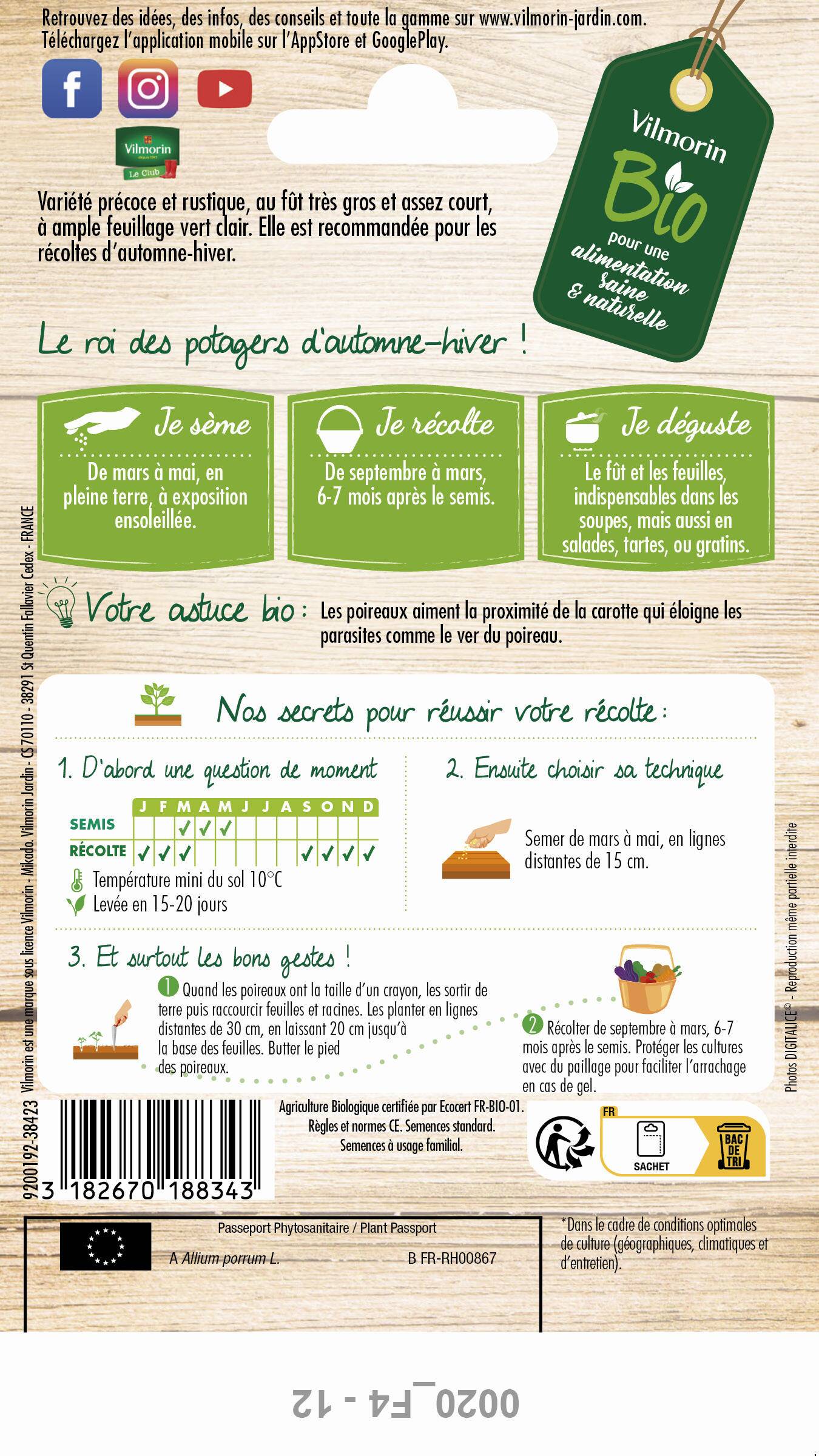 Vilmorin - Poireau de Carentan 2 Bio série 2 sachet graines 3 g - Vilmorin - Image 5
