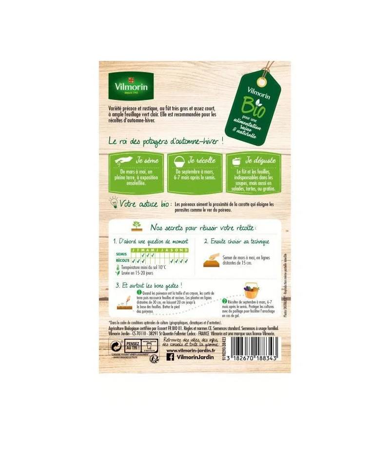 Vilmorin - Poireau de Carentan 2 Bio série 2 sachet graines 3 g - Vilmorin - Image 3