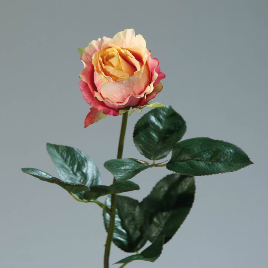 DPI - Rose colombienne jaune-fuchsia artificielle, H.43 cm