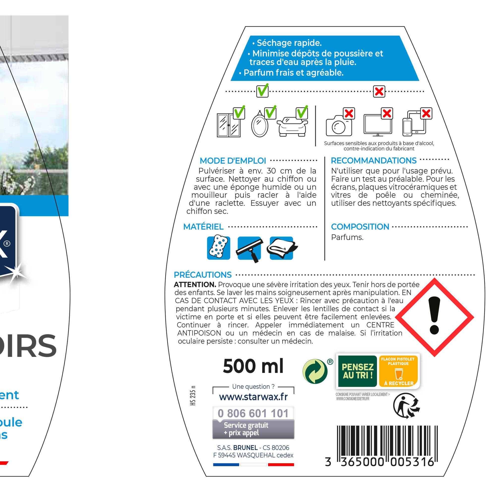 Starwax - NETTOYANT SPECIAL VITRES ET MIROIRS 500ML - Imagen 2