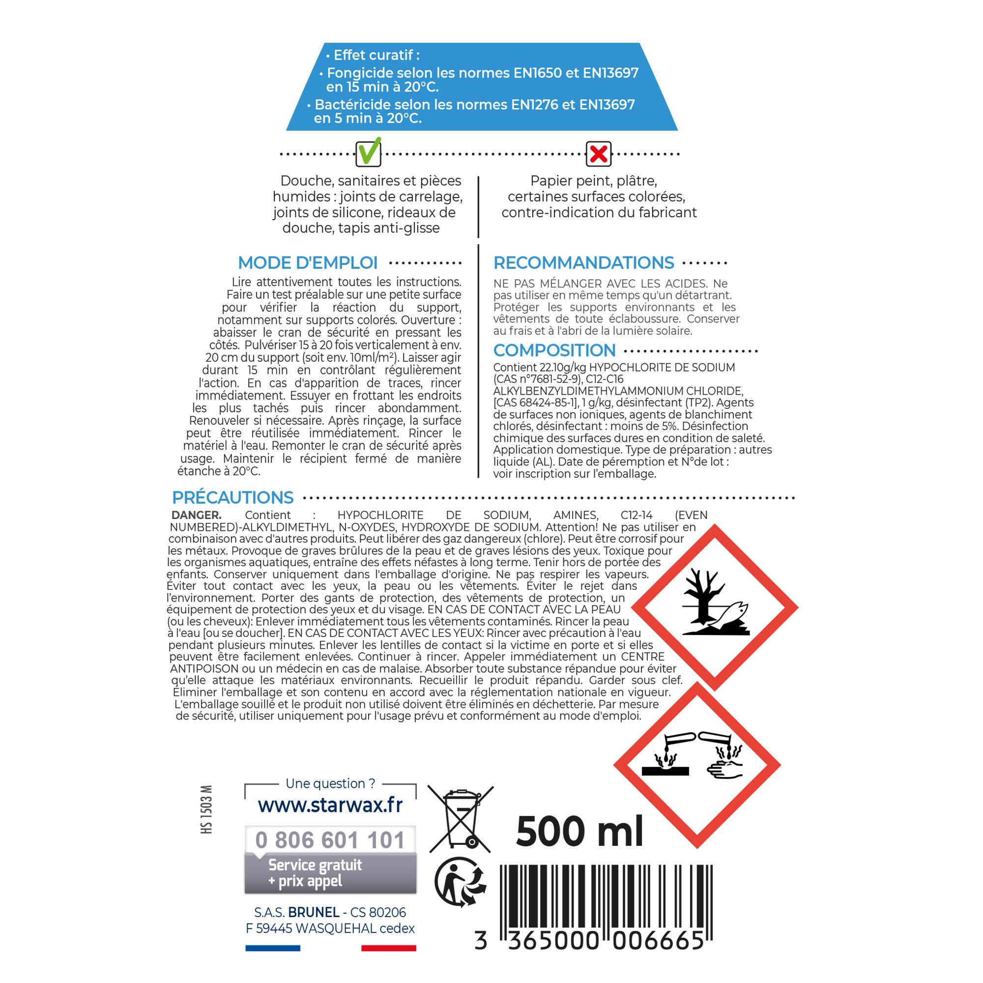 Starwax - Anti-moisissures joints-salle de bains 500ml - Imagen 3