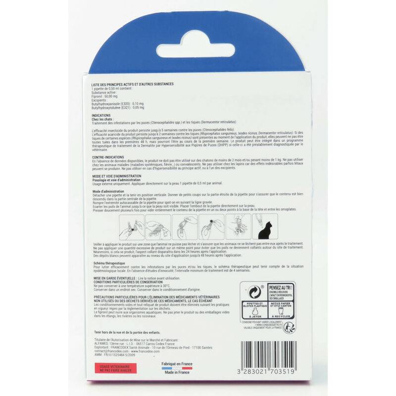 Francodex - Pipettes antiparasitaires Fipronil Chat - FRANCODEX - Image 5