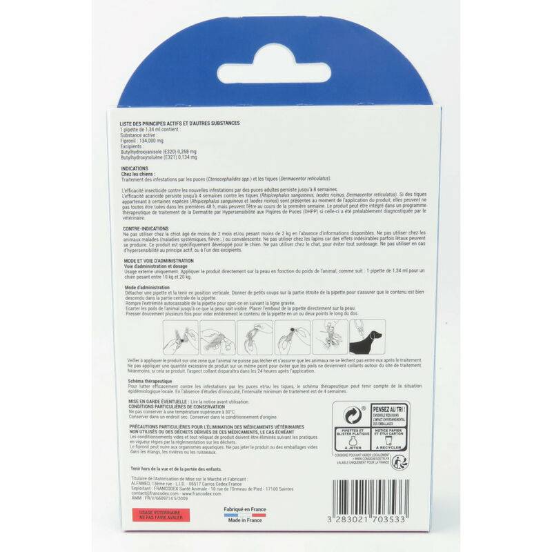 Francodex - FIPROMEDIC 134 mg - Solution pour spot-on chien 10-20 kg x4 - Image 2