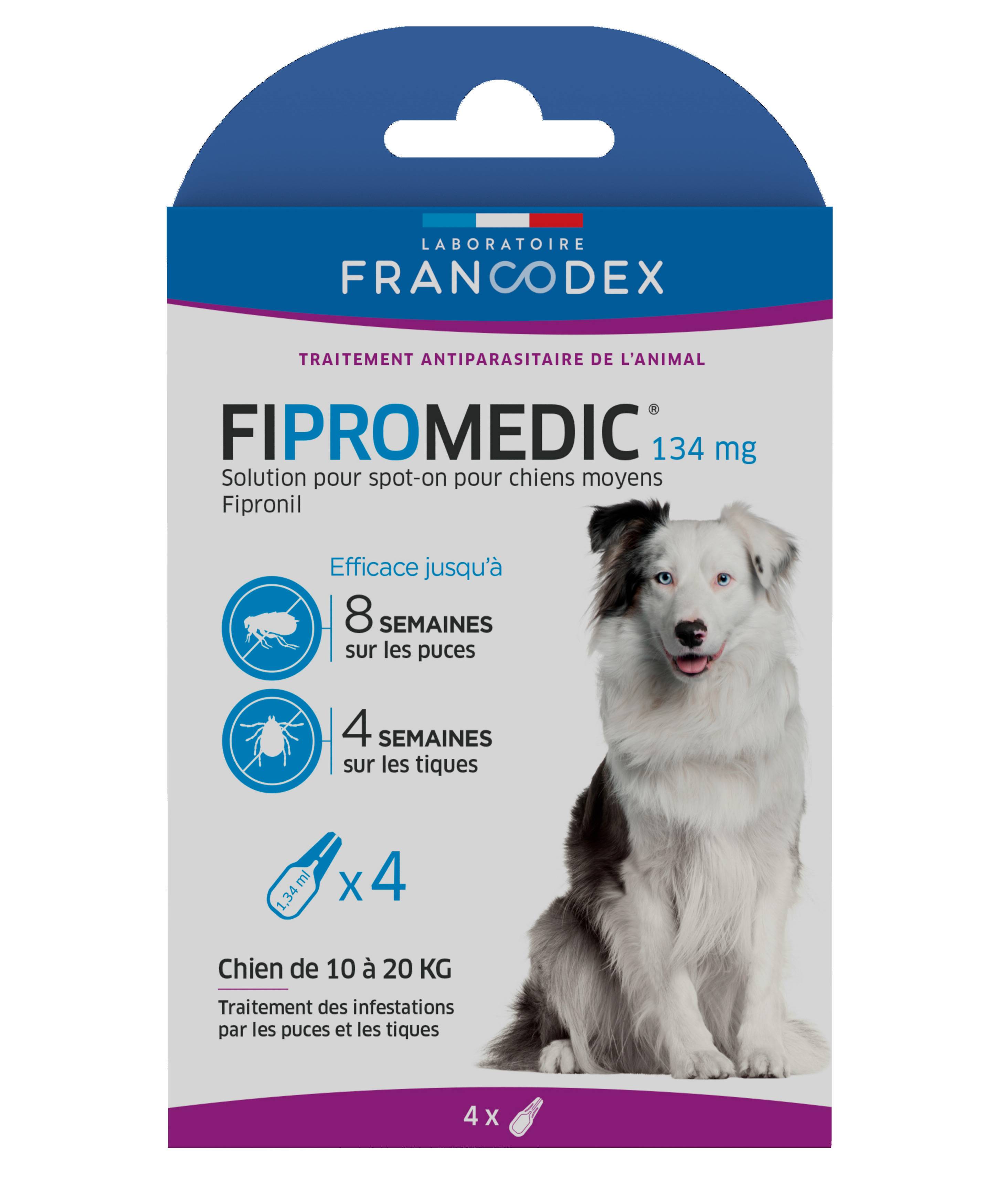Francodex - FIPROMEDIC 134 mg - Solution pour spot-on chien 10-20 kg x4 - Image 1