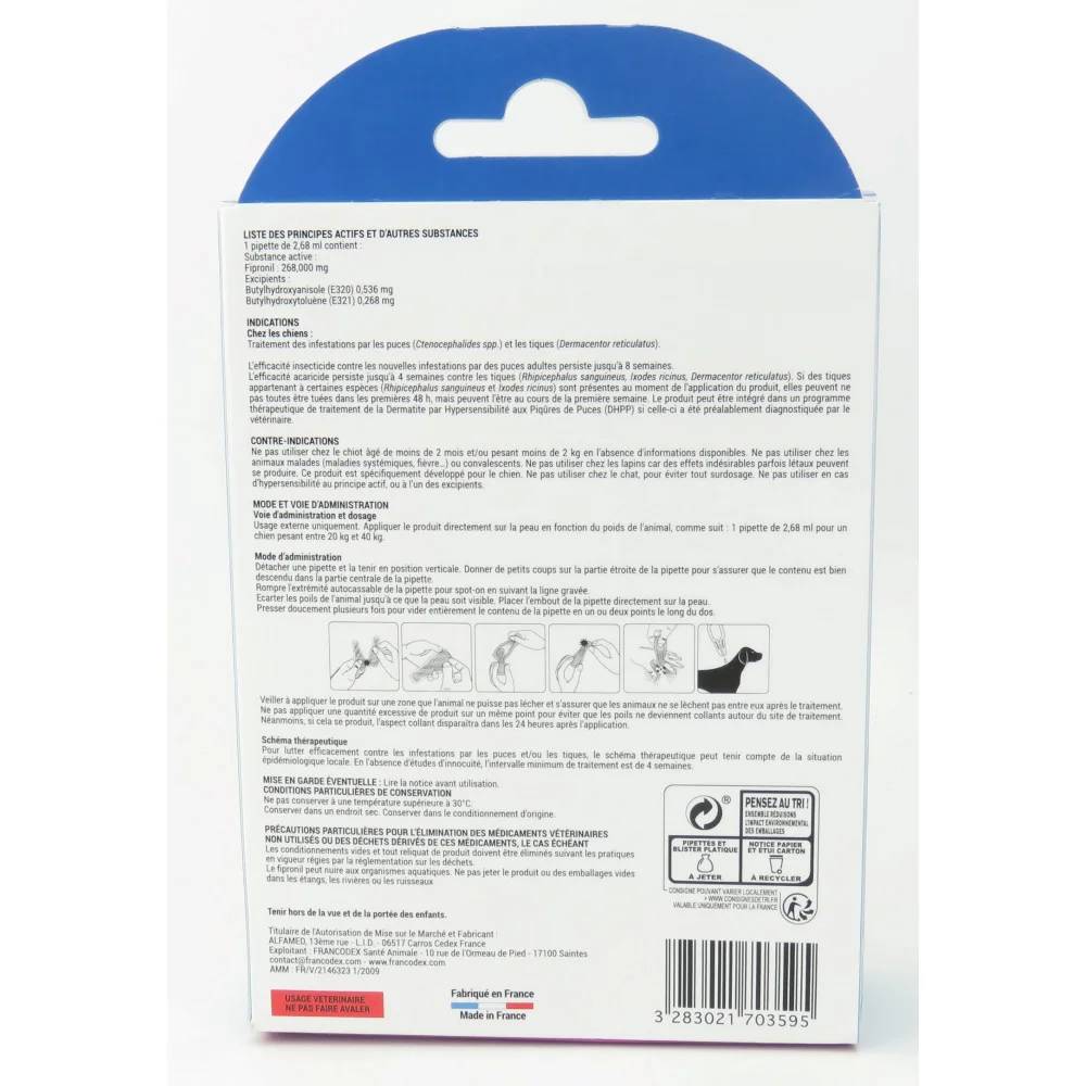 Pipettes antiparasitaires grand chien Fipromédic 2x2,68 ml - FRANCODEX - Imagen 3