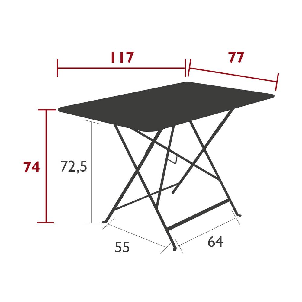 Fermob - Table de jardin rectangulaire pliante acier muscade 6 personnes Bistro Fermob - Image 6