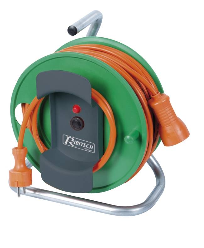 Ribiland - Enrouleur Electrique Jardin 25M Câble Orange 3X1,5 H05Vv-F