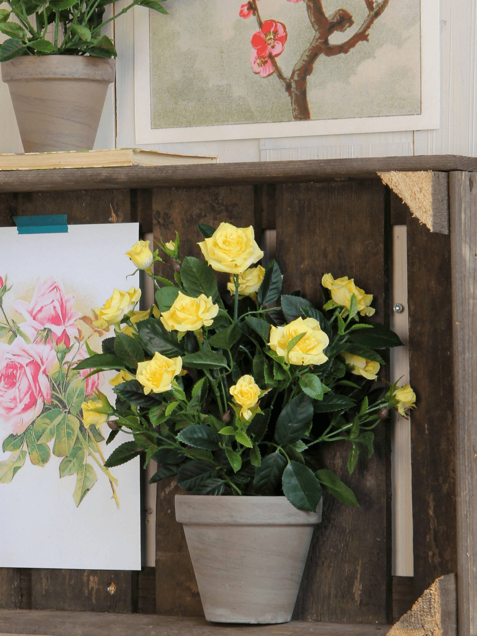 Mica Décoration - Rosier artificiel Pot Jaune - MICA DECORATIONS - Imagen 2