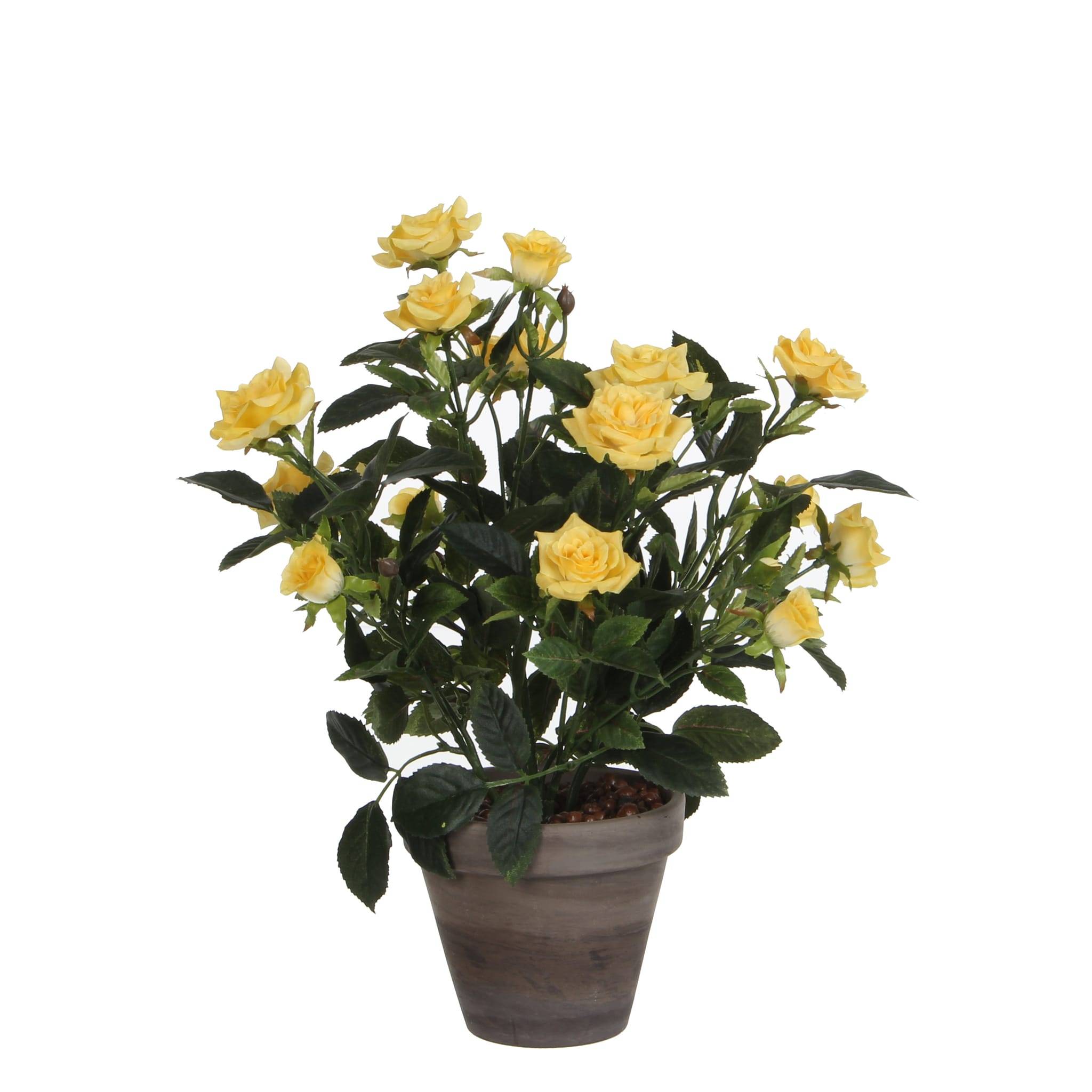 Mica Décoration - Rosier artificiel Pot Jaune - MICA DECORATIONS