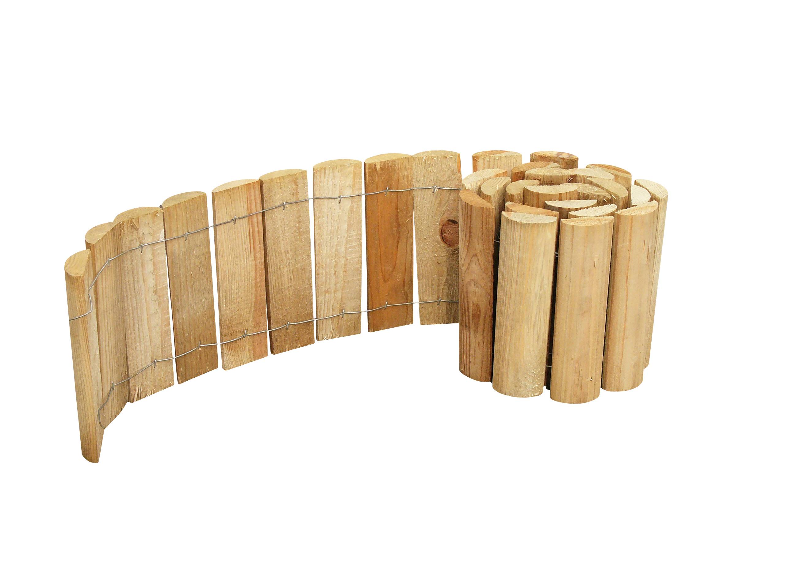 Cerland - Bordure en bois demi-rondins naturel H 20 cm L 180 cm – Cerland