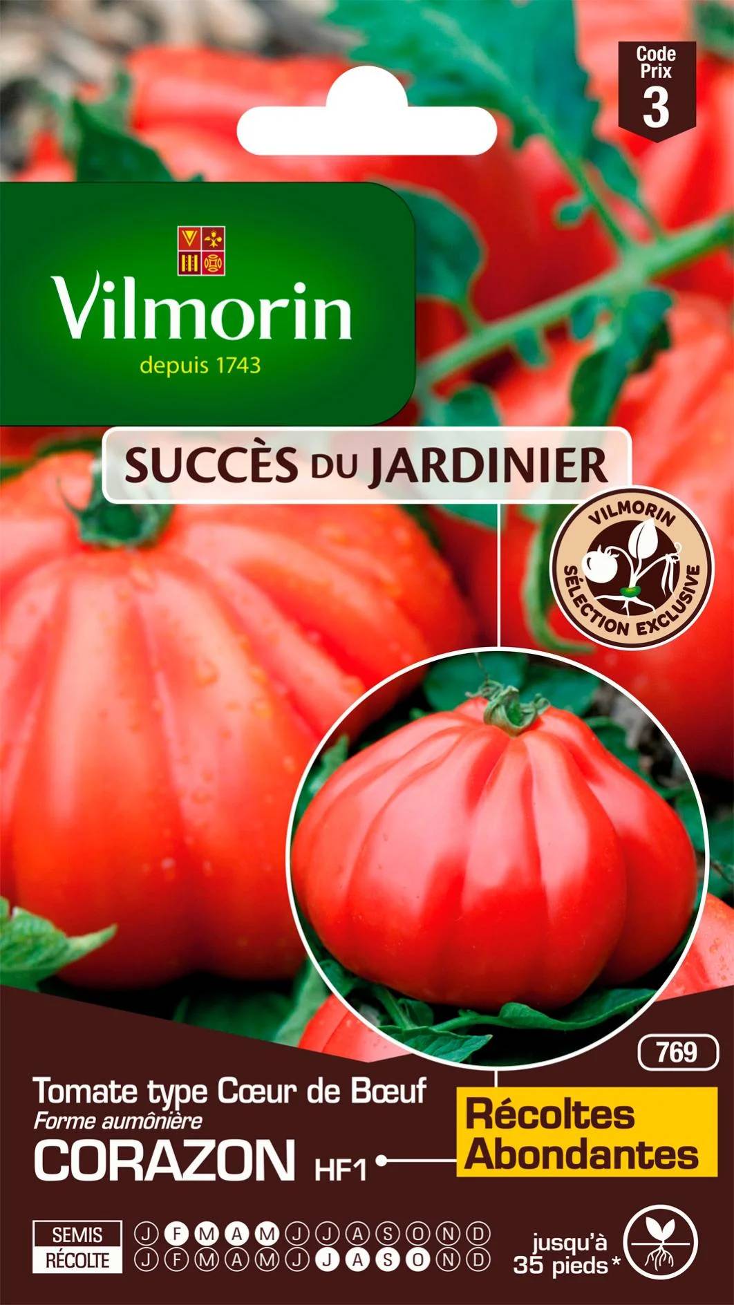 Vilmorin - Tomate Corazon HF1 serie 3 sachet graines 0,2 g - Vilmorin - Image 2