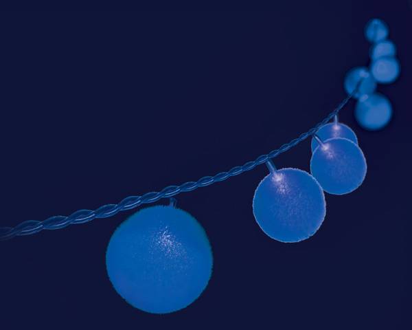 Blachere Illumination - Blachère Illumination - Guirlande boule velours bleu L.340 cm