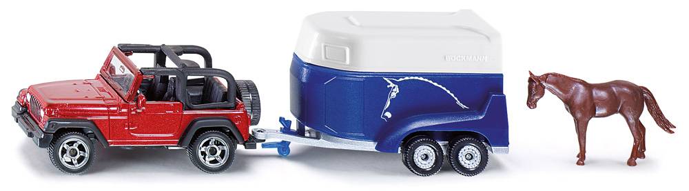 SIKU - Siku - Jeep avec remorque à chevaux L.19,7 x l.7,8 x H.3,9 cm
