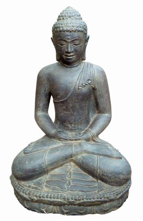 Décoriale - Statue bouddha assis méditation L.16 x l.16 x H.20 cm