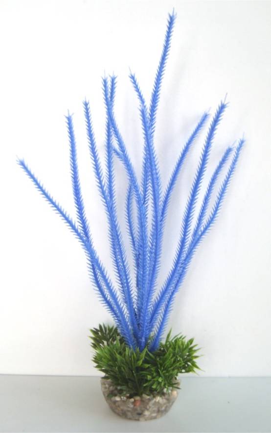 Labéo - Labéo - Décor artificiel Herbe + gazon bleu - Ø.10 x H.29 cm