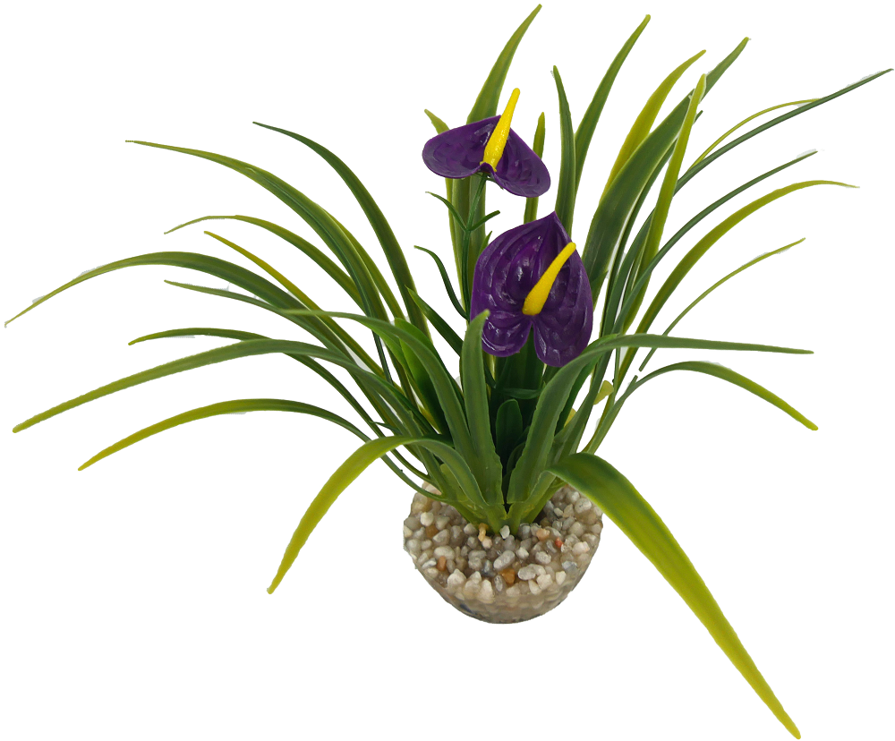 Labéo - Décor Buisson artificiel avec anthuriums violets - H.13 cm - Labéo
