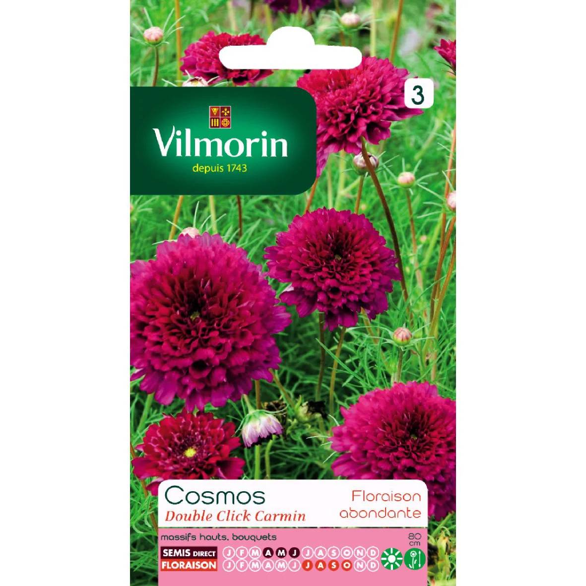 Vilmorin - Cosmos Double Click Carmin    serie 3 sachet graines 1 g - Vilmorin - Image 2