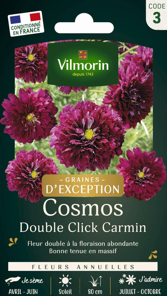 Vilmorin - Cosmos Double Click Carmin serie 3 sachet graines 1 g - Vilmorin - Image 3