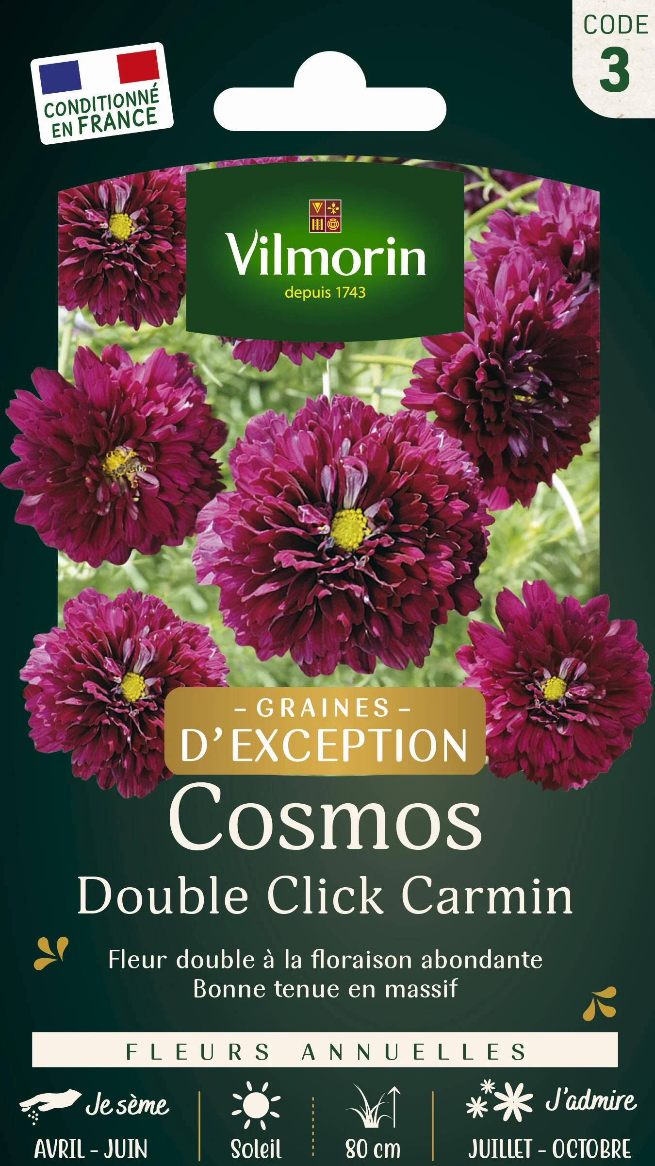Vilmorin - Cosmos Double Click Carmin    serie 3 sachet graines 1 g - Vilmorin - Image 3