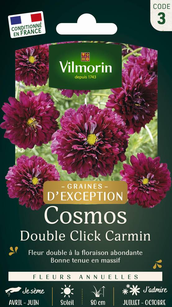 Vilmorin - Cosmos Double Click Carmin serie 3 sachet graines 1 g - Vilmorin - Image 1