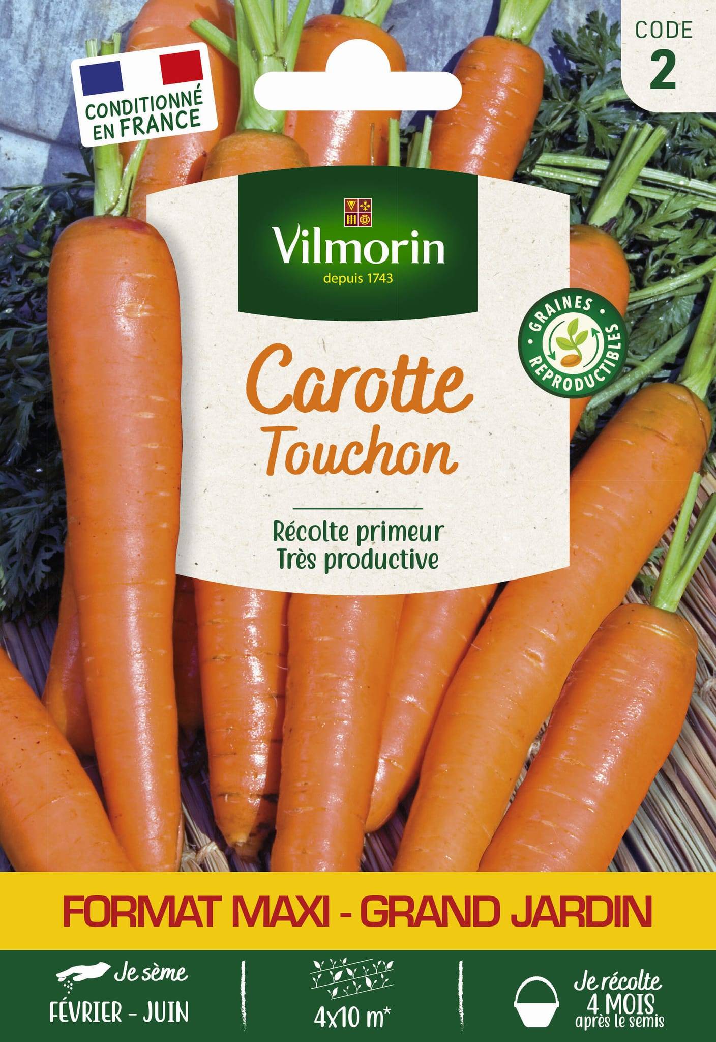Vilmorin - Carotte Touchon format éco série 2 sachet graines 15 g - Vilmorin - Image 2
