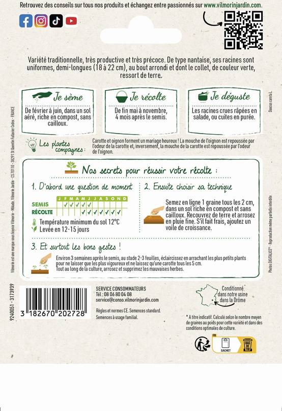 Vilmorin - Carotte Touchon format éco série 2 sachet graines 15 g - Vilmorin - Image 3