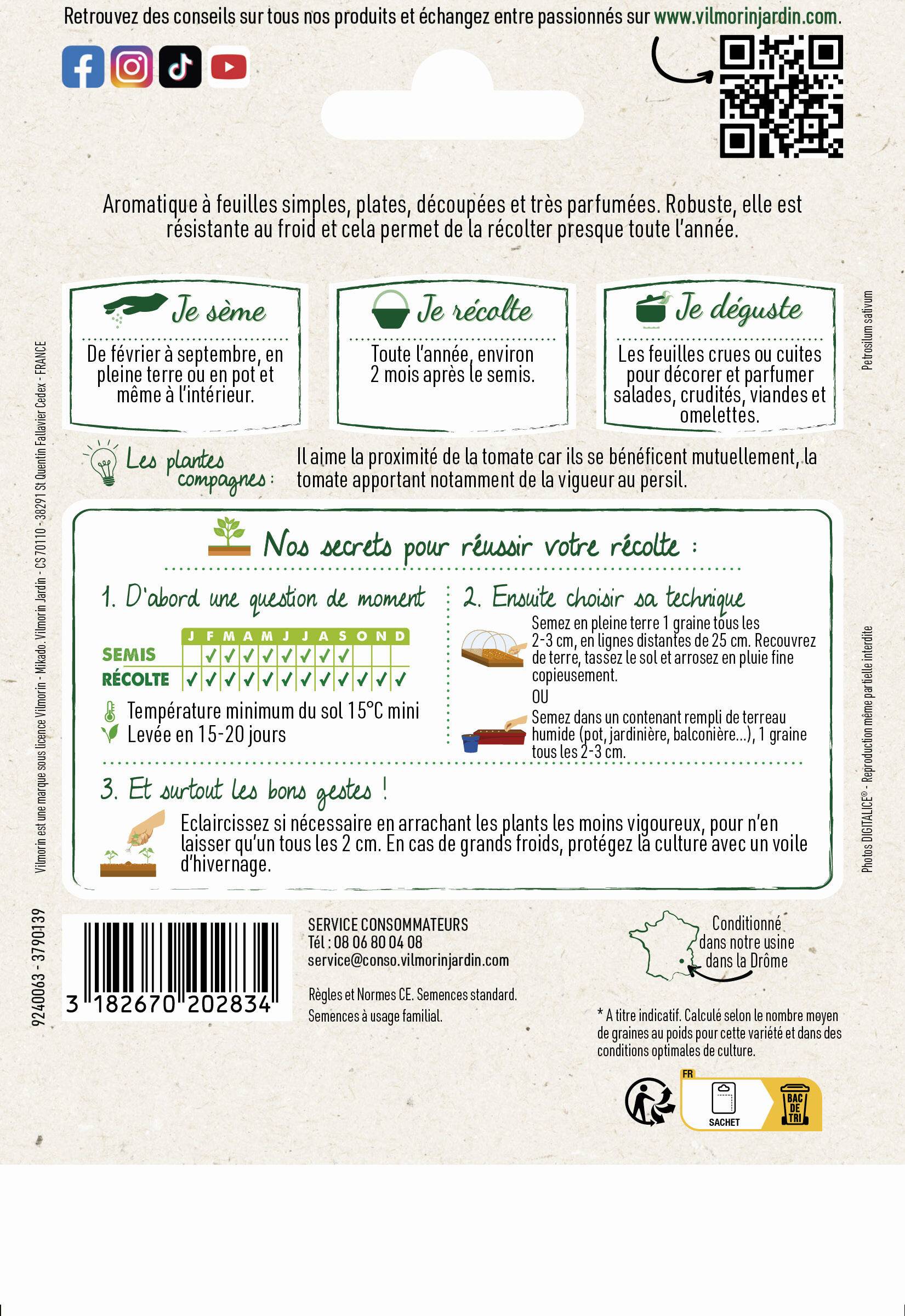 Vilmorin - Persil à feuilles commun 2 format éco série 2 sachet graines 15 g - Vilmorin - Image 3
