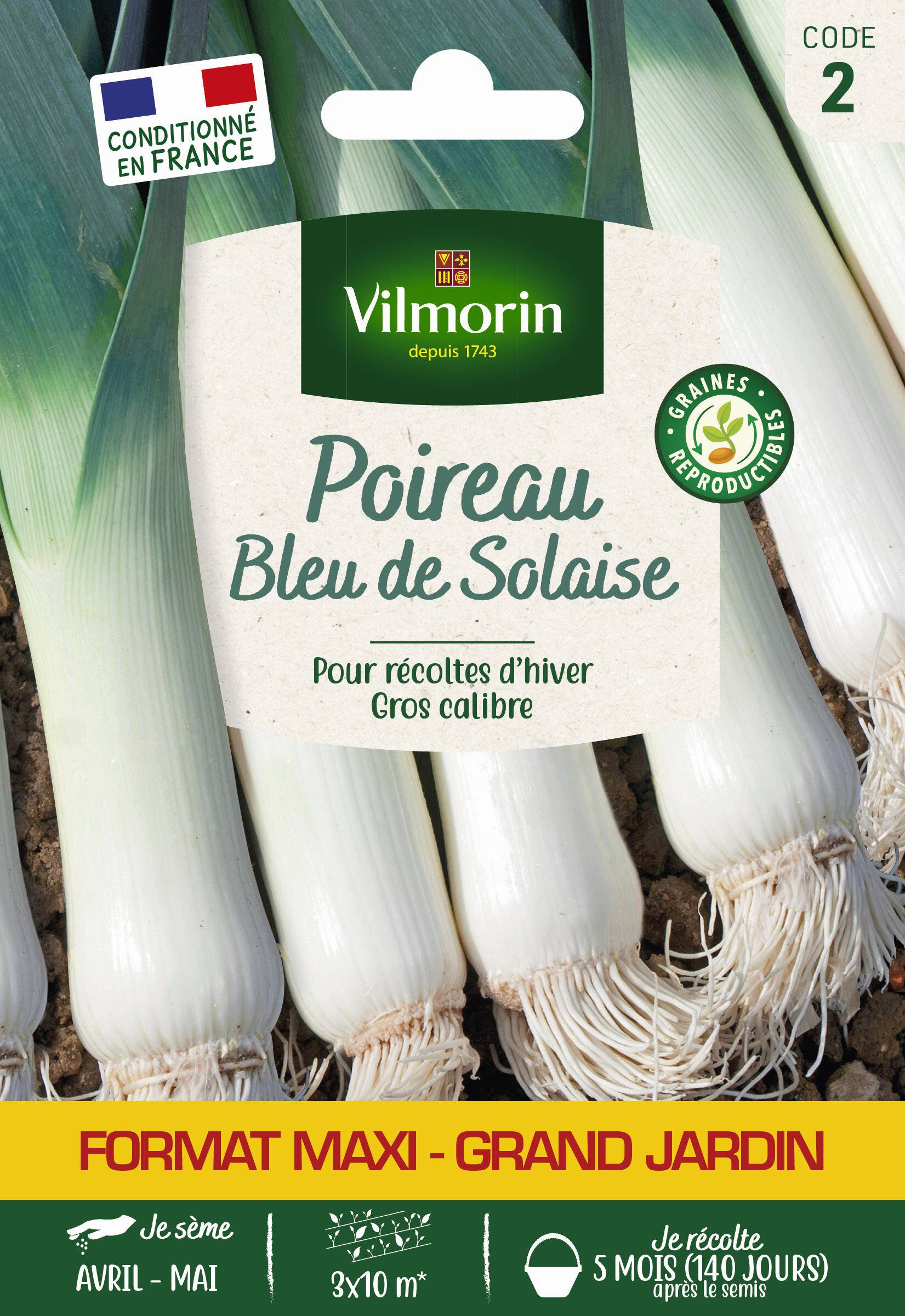 Vilmorin - Poireau bleu de Solaise format éco série 2 sachet graines 12 g - Vilmorin - Image 2