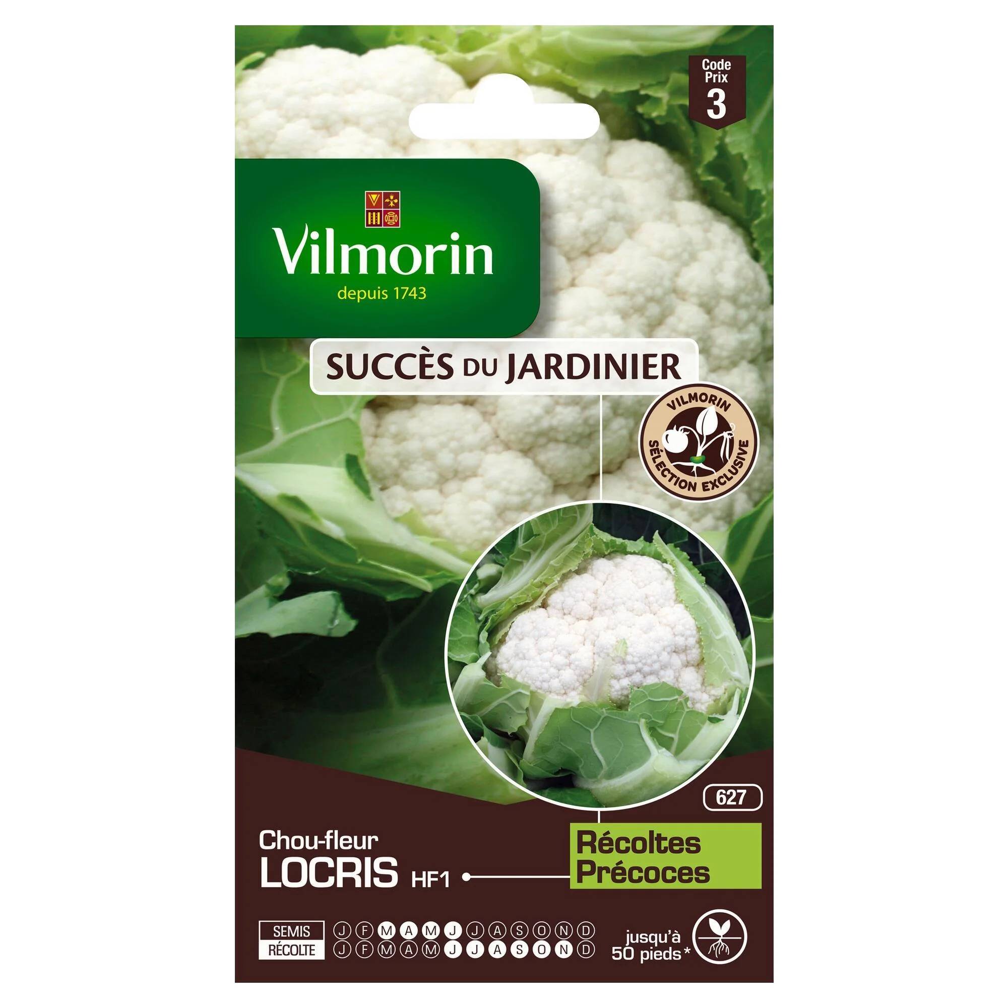 Vilmorin - Chou-Fleur Locris HF1 serie 3 sachet graines 0,5 g - Vilmorin - Image 1