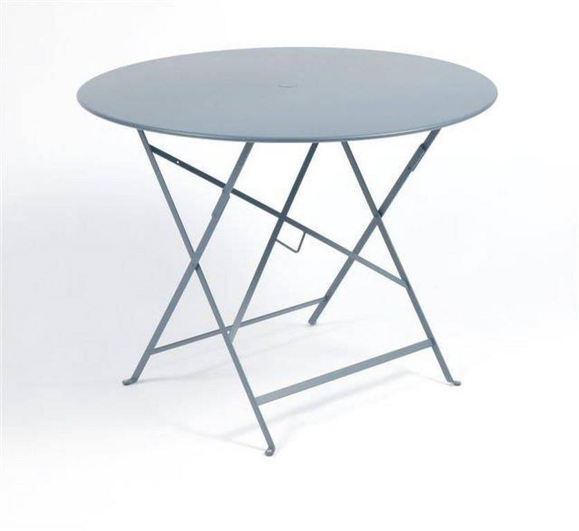 Fermob - Table de jardin ronde pliante acier gris orage 4 personnes Bistro Fermob