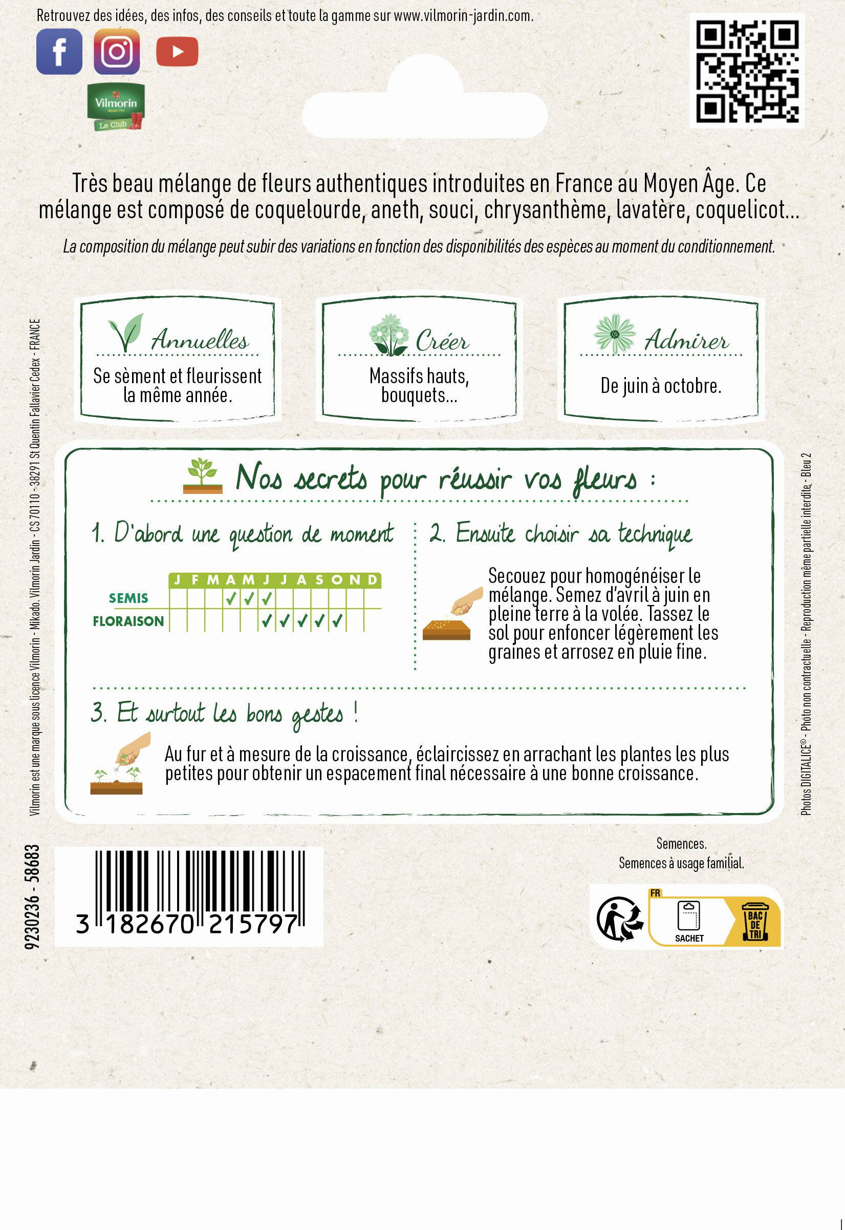 Vilmorin - Mélange fleurs oubliées grand modèle série 4 sachet graines 20 g - Vilmorin - Image 7