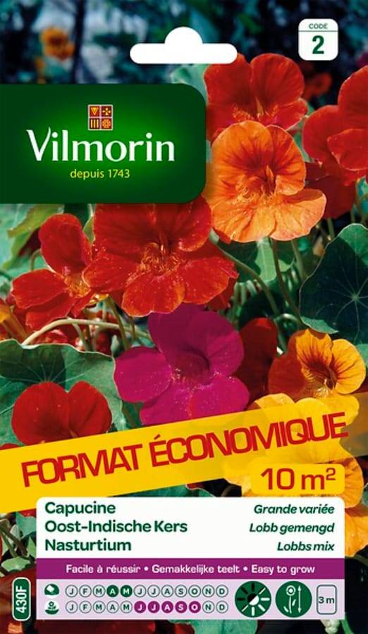 Vilmorin - Capucine grande variée grand modèle série 2 sachet graines 15 g - Vilmorin - Image 2