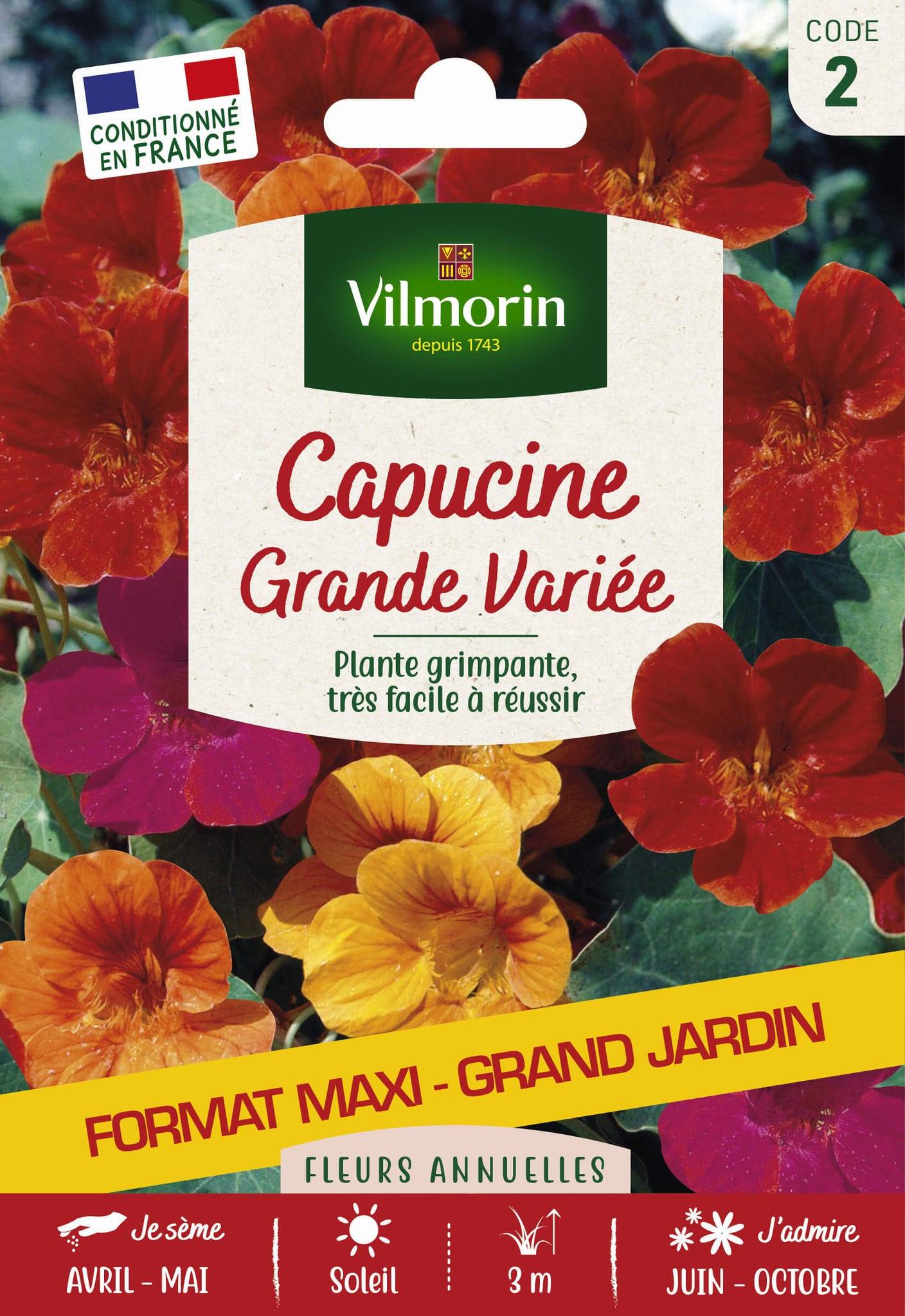 Vilmorin - Capucine grande variée grand modèle série 2 sachet graines 15 g - Vilmorin - Image 1