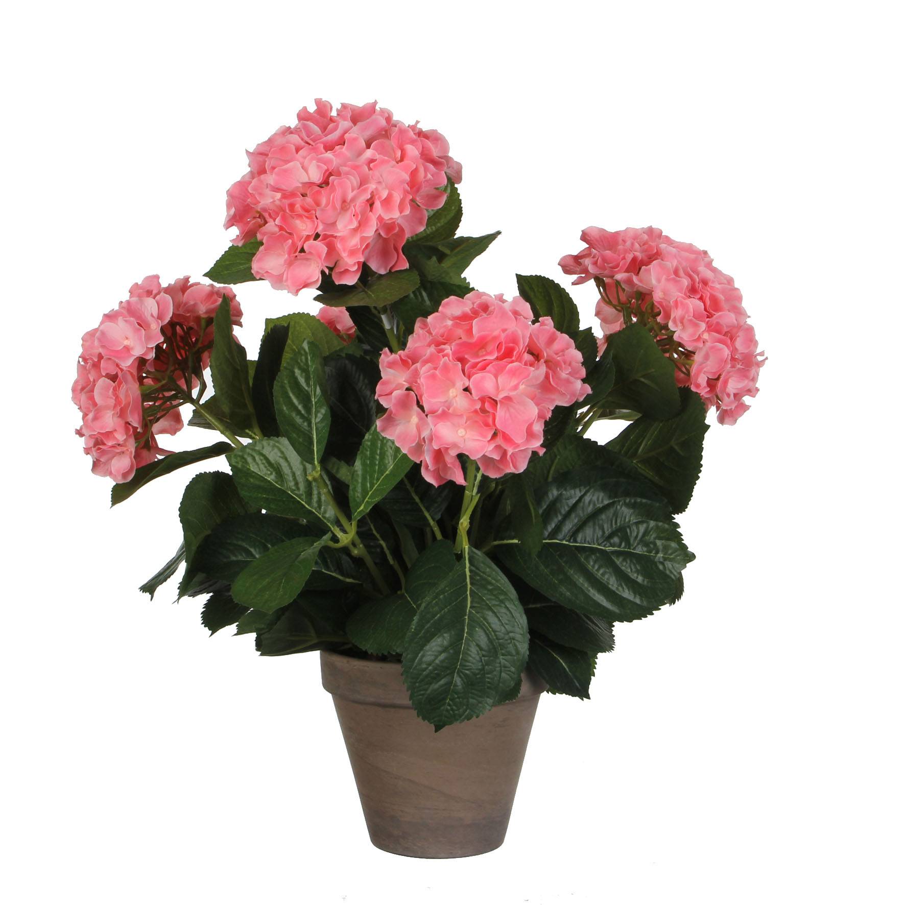 Mica Decorations - Hortensia Rose artificiel en pot H.45 x Ø 45 cm