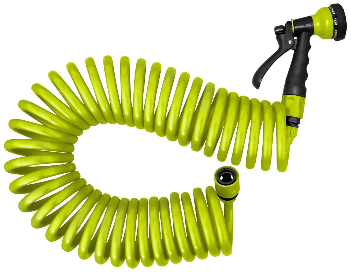 Jardibric - Tuyau serpentin Pistolet 7 jets Vert anis 15 m JARDIBRIC - Image 1
