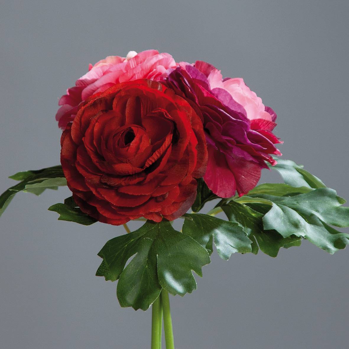 DPI - Bouquet artificiel de Renoncules x 3 fleurs - fuchsia L.20 cm