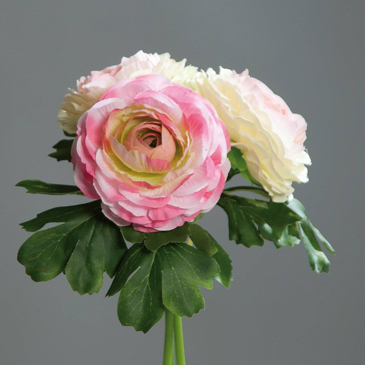 DPI - Renoncules bouquet x 3 fleurs artificielles roses H.20 cm