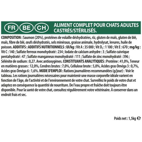 Purina Pro Plan - Croquettes chat Adulte Stérilisé RENAL PLUS Saumon 1,5kg - PRO PLAN - Image 11