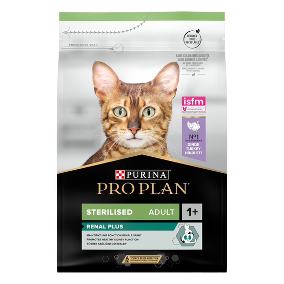 Purina Pro Plan - Croquettes chat Adulte Stérilisé Renal Plus Dinde 3 kg - PRO PLAN - Image 1