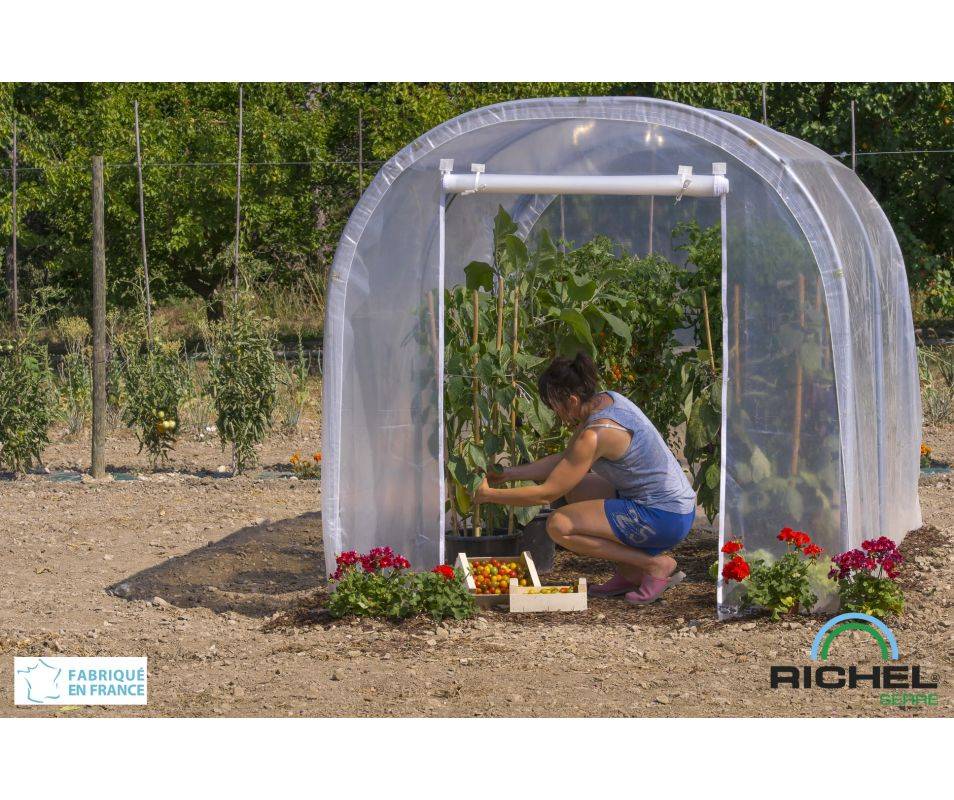 Richel Serre - Serre maraichère 6m² pied droit 1 porte zip acier galvanisé et PE L.3 x l.2 x H.2 m – Richel serre - Image 11
