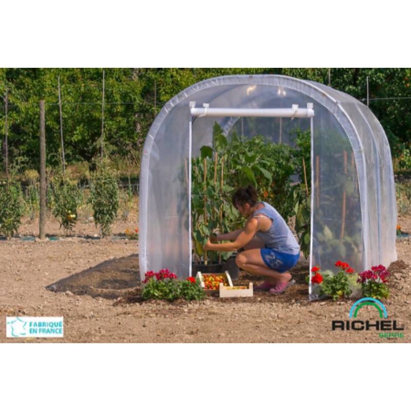 Richel Serre - Serre maraichère 6m² pied droit 1 porte zip acier galvanisé et PE L.3 x l.2 x H.2 m – Richel serre