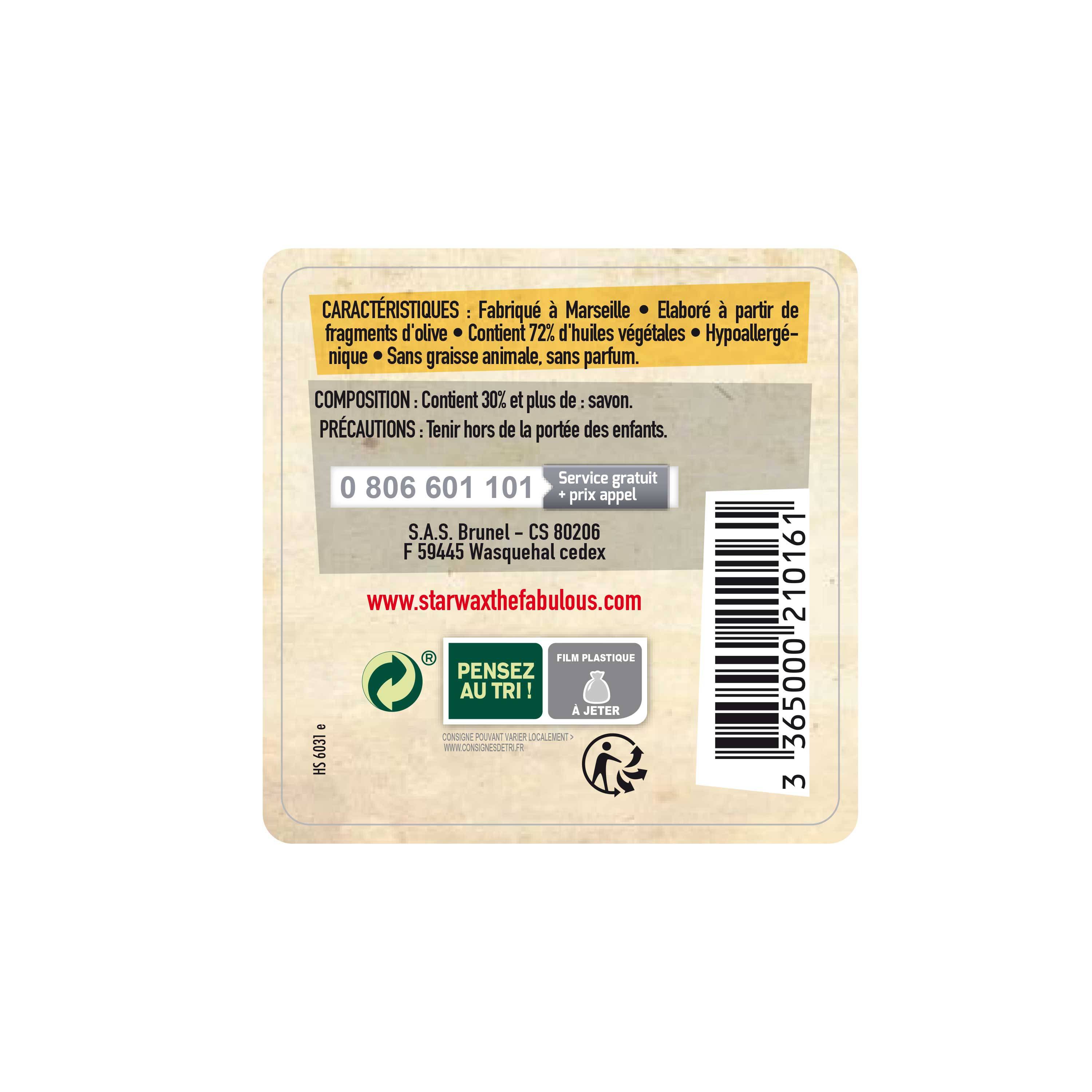 Starwax - SAVON DE MARSEILLE A L'HUILE D'OLIVE 300G - Image 2