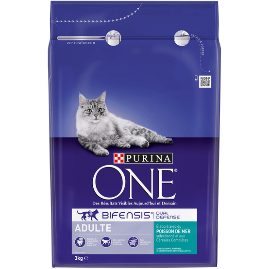 Purina One - Croquettes Purina One Adulte Poisson et Céréales Complètes 3kg